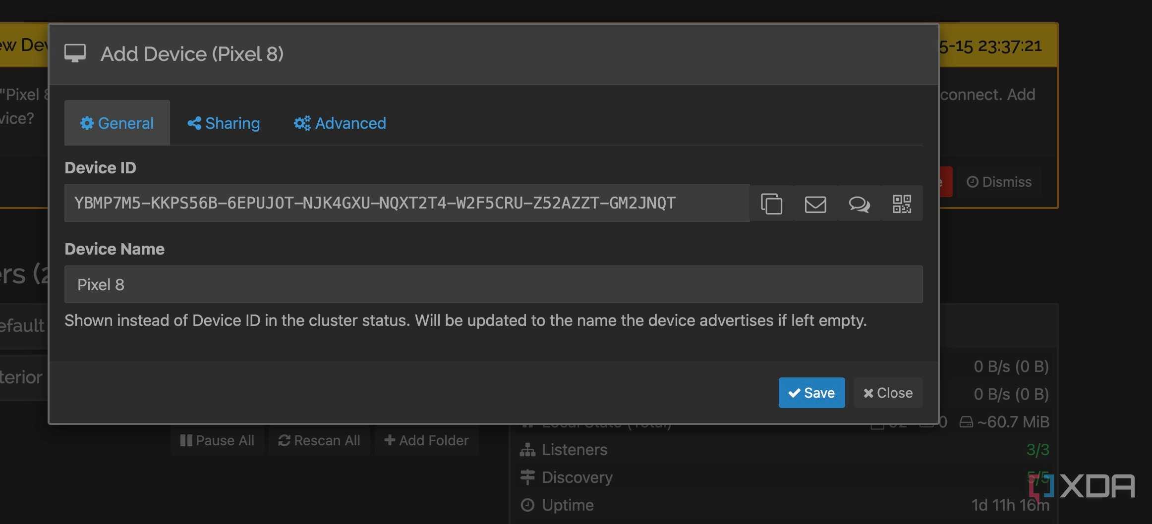 Syncthing device ID