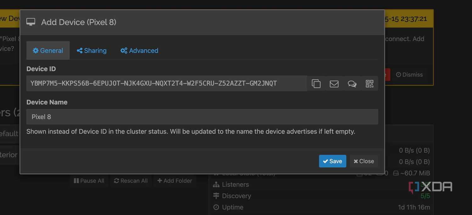 Syncthing device ID