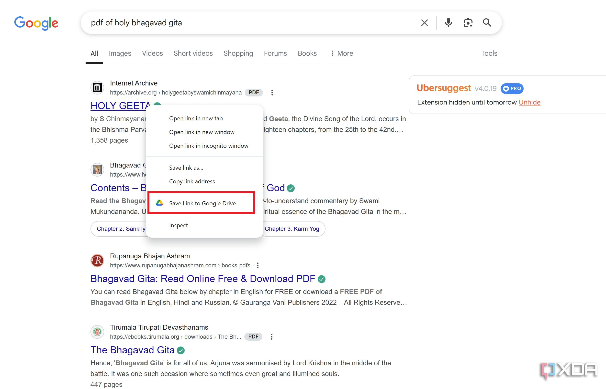 Right click on the any link on the browser and select Save to Google Drive