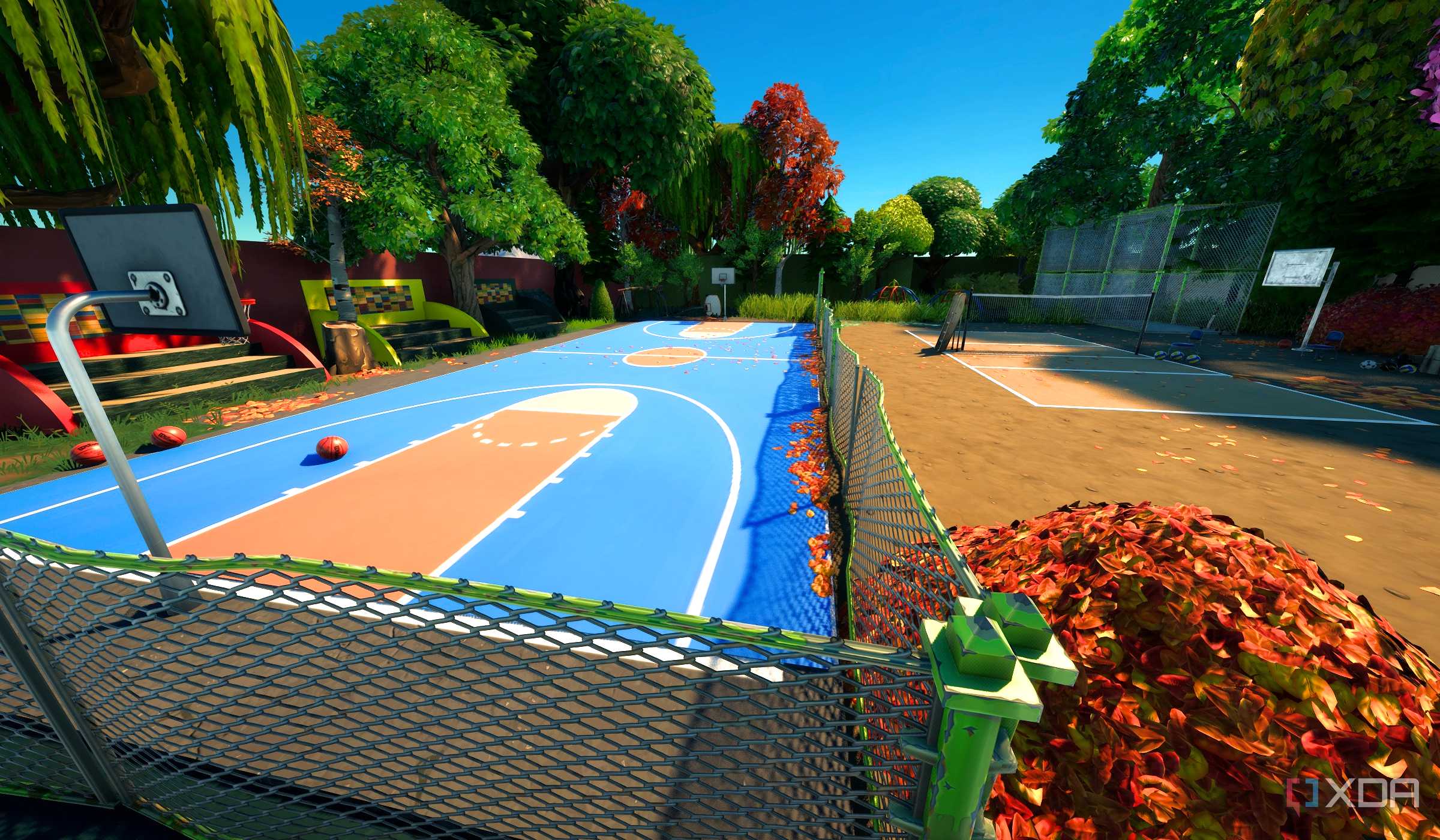 A high school basketball court recreated in Fortnite.