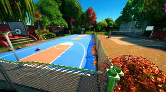A high school basketball court recreated in Fortnite.