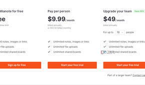 Milanote offers various pricing tiers.