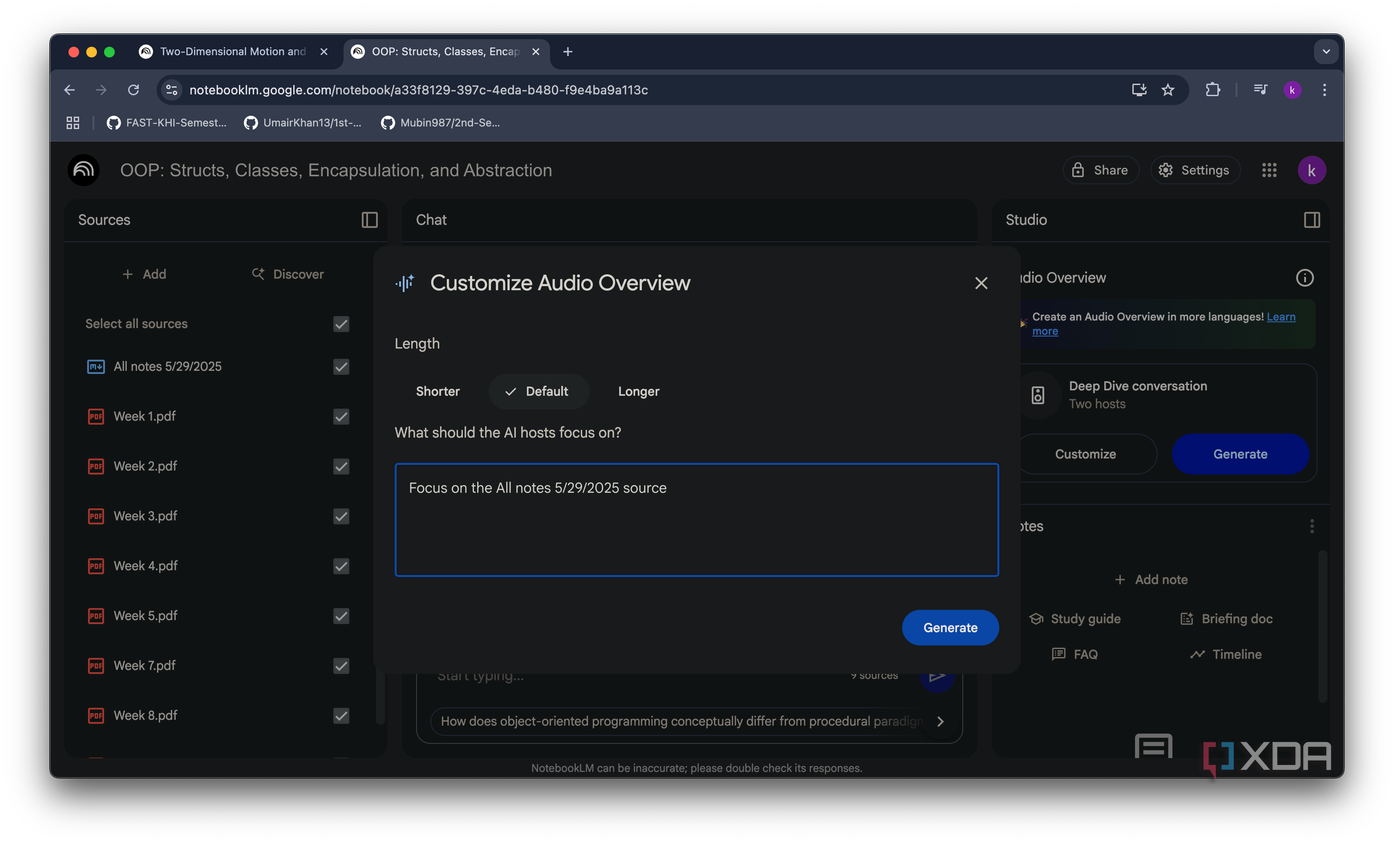 Adding instructions in Customize Audio Overview window