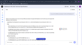 Asking NotebookLM difference between M2 and M3 MacBook Air