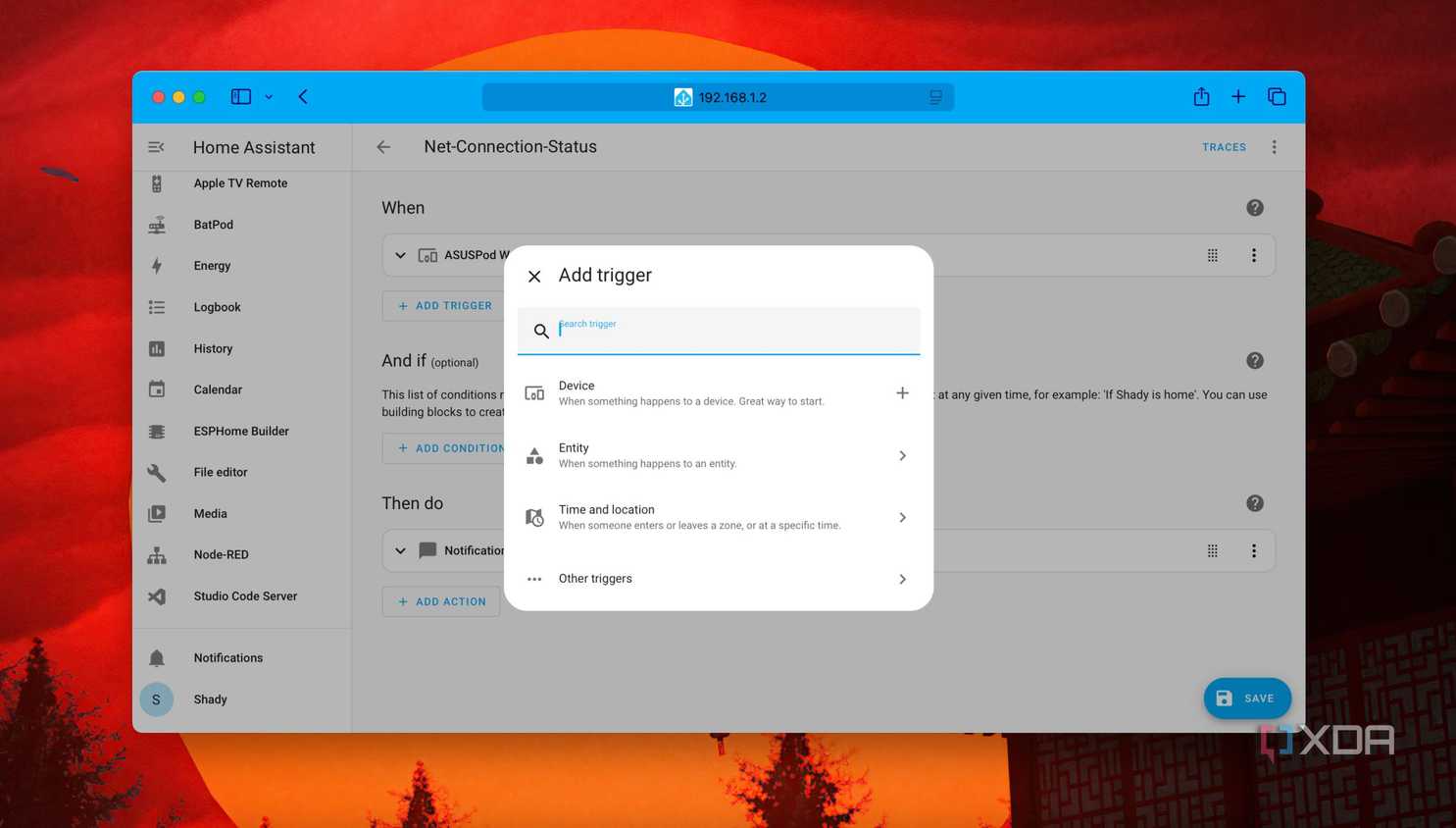 Search for device or entity in Home Assistant