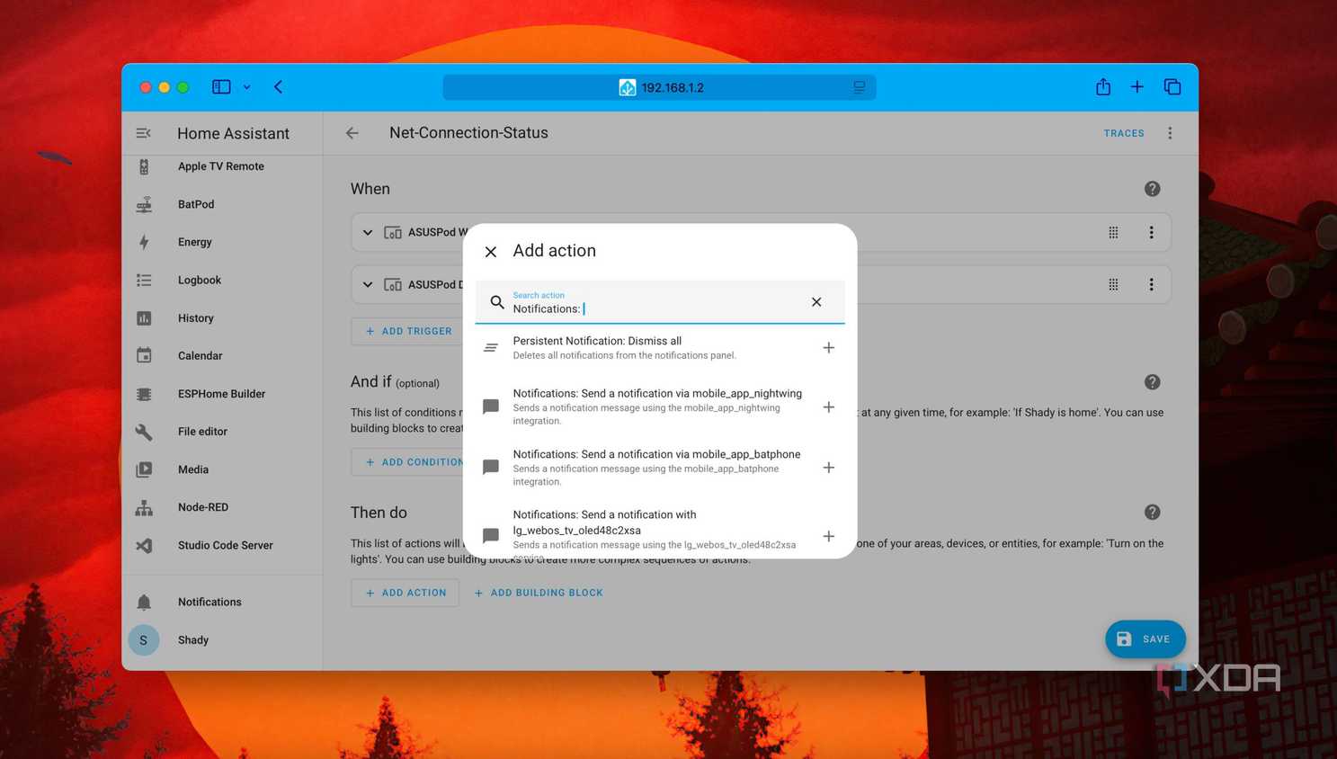 Search for target action trigger for automation in Home Assistant