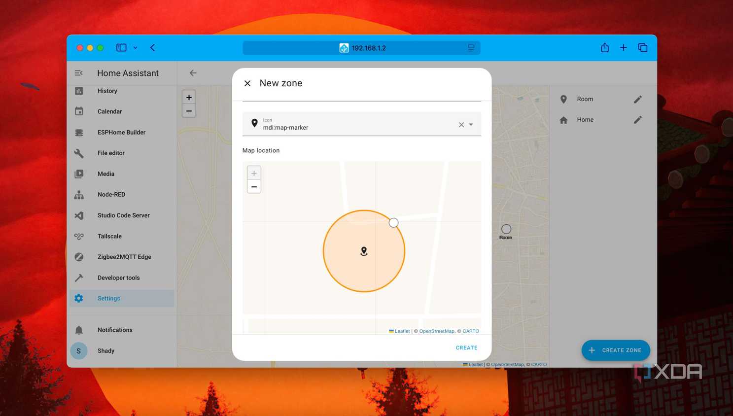Set a new Zone in Home Assistant