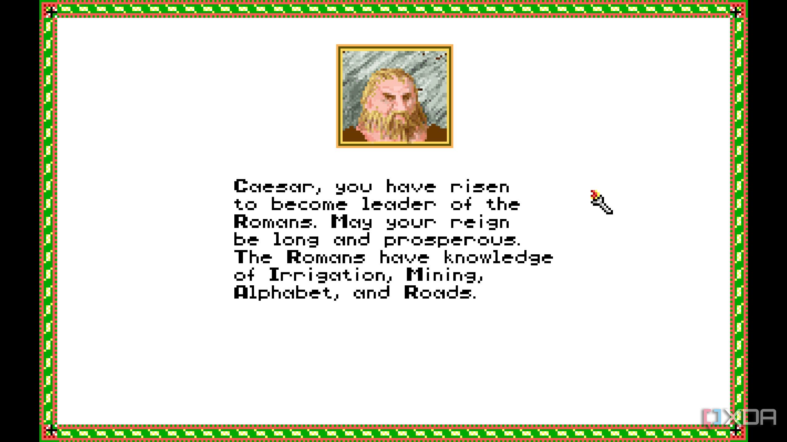 A screenshot from the 1991 DOS game, Sid Meier's Civilization.