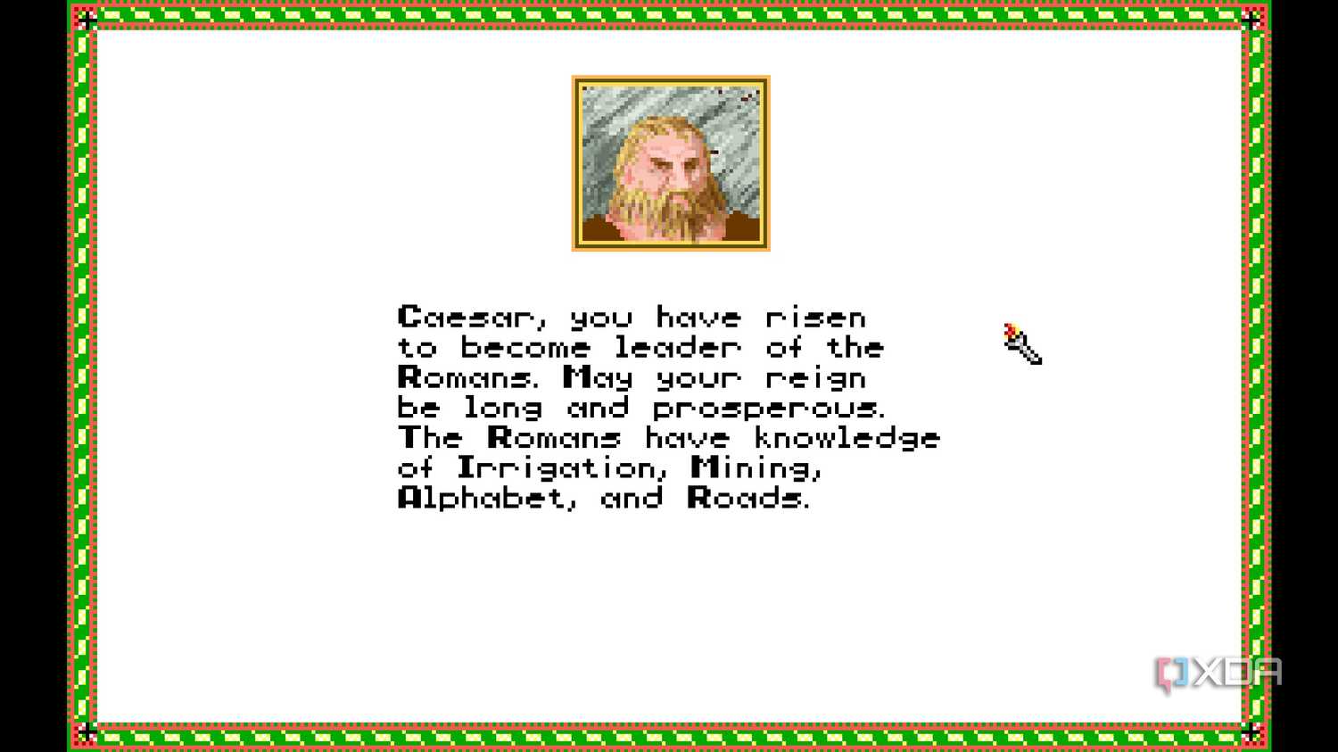 A screenshot from the 1991 DOS game, Sid Meier's Civilization.
