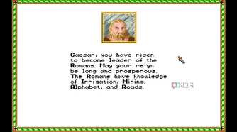 A screenshot from the 1991 DOS game, Sid Meier's Civilization.