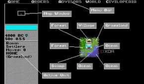 A screenshot from the 1991 DOS game, Sid Meier's Civilization.