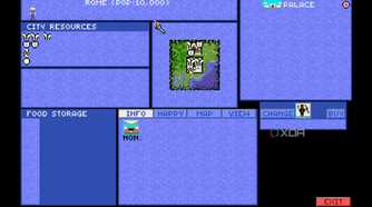 A screenshot from the 1991 DOS game, Sid Meier's Civilization.