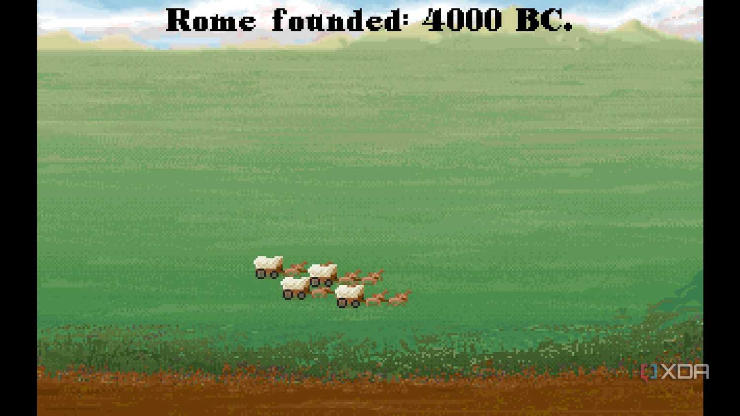 A screenshot from the 1991 DOS game, Sid Meier's Civilization.