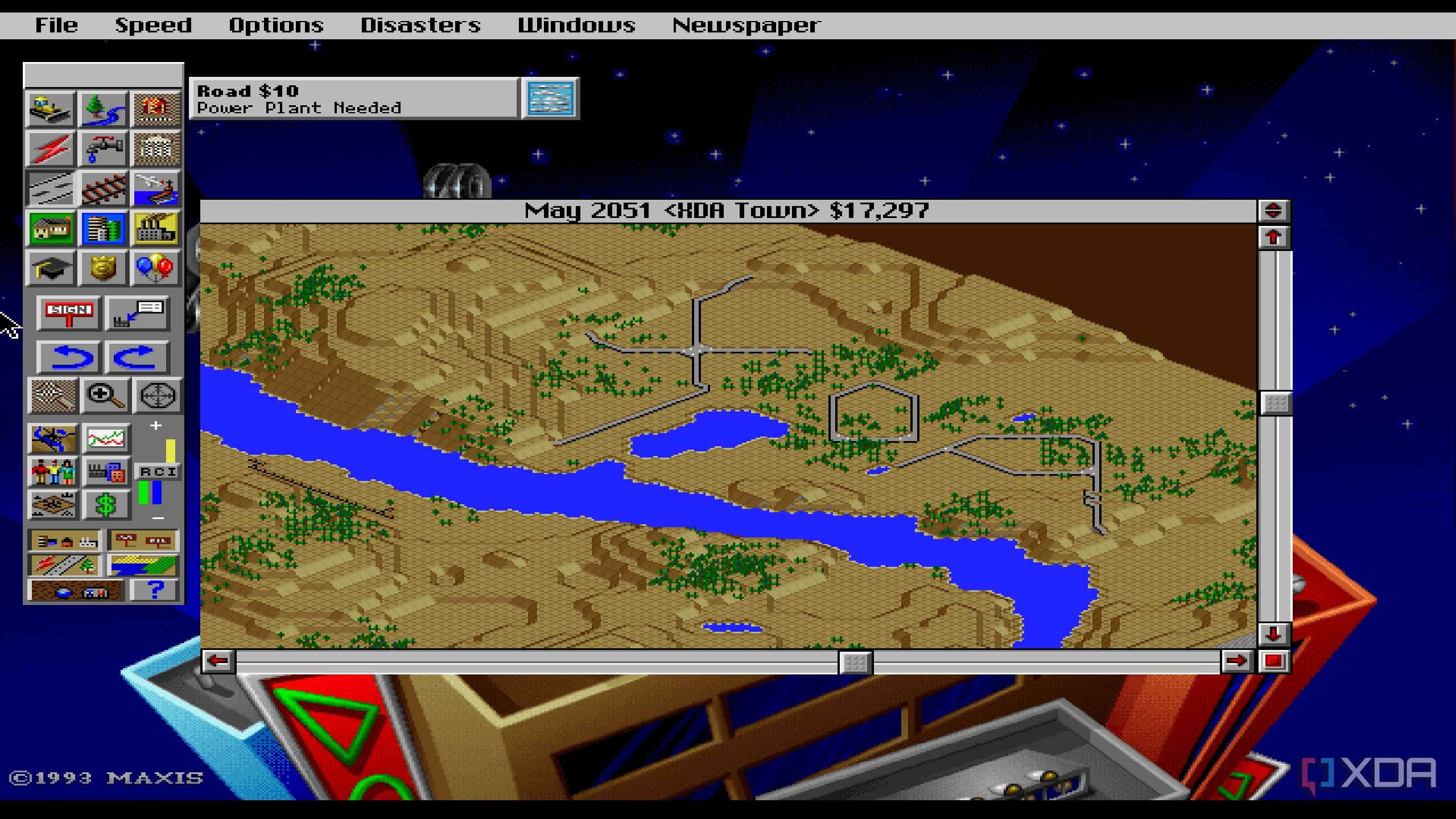 A screenshot from the 1993 DOS game, SimCity 2000.