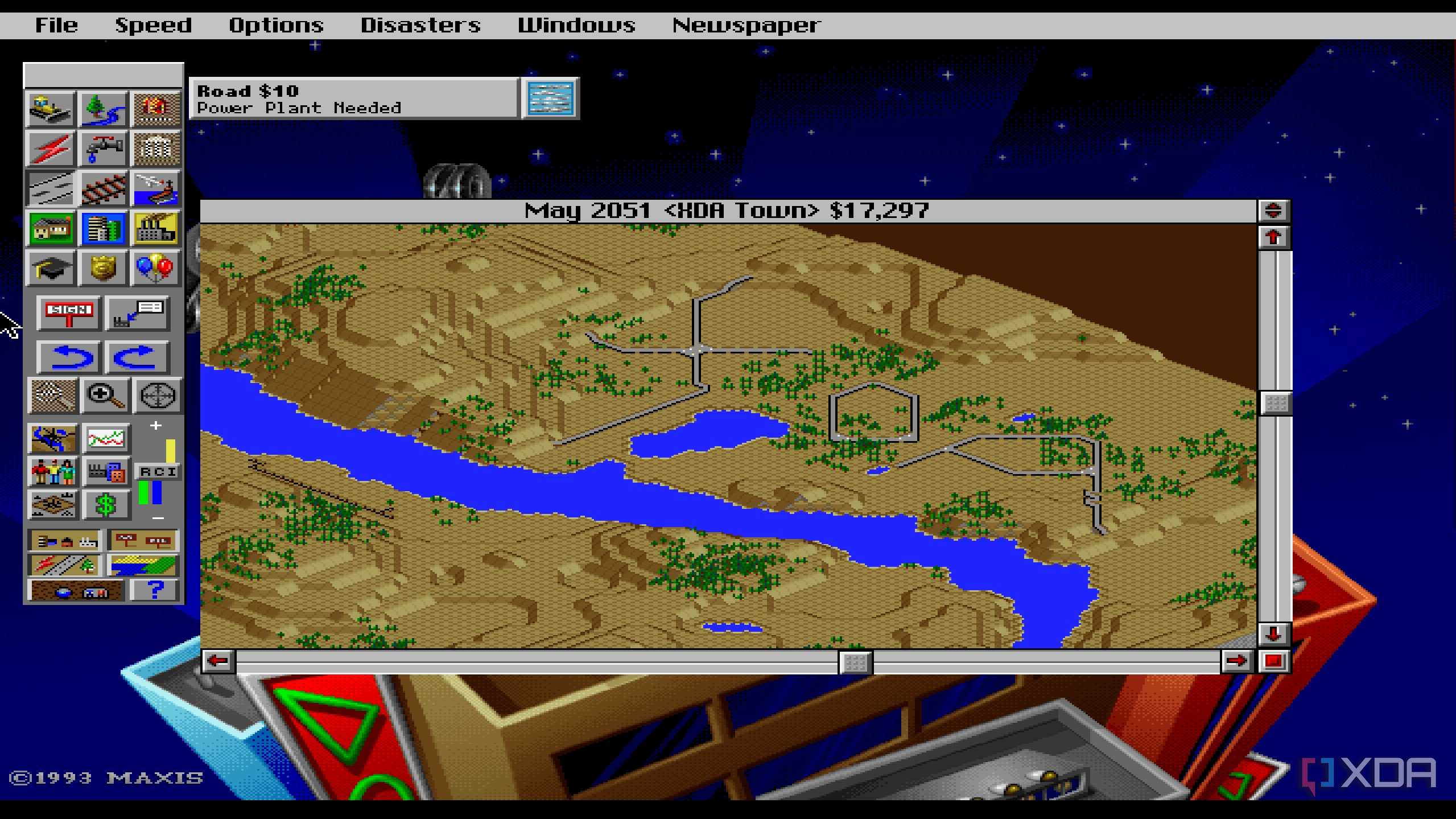 A screenshot from the 1993 DOS game, SimCity 2000.