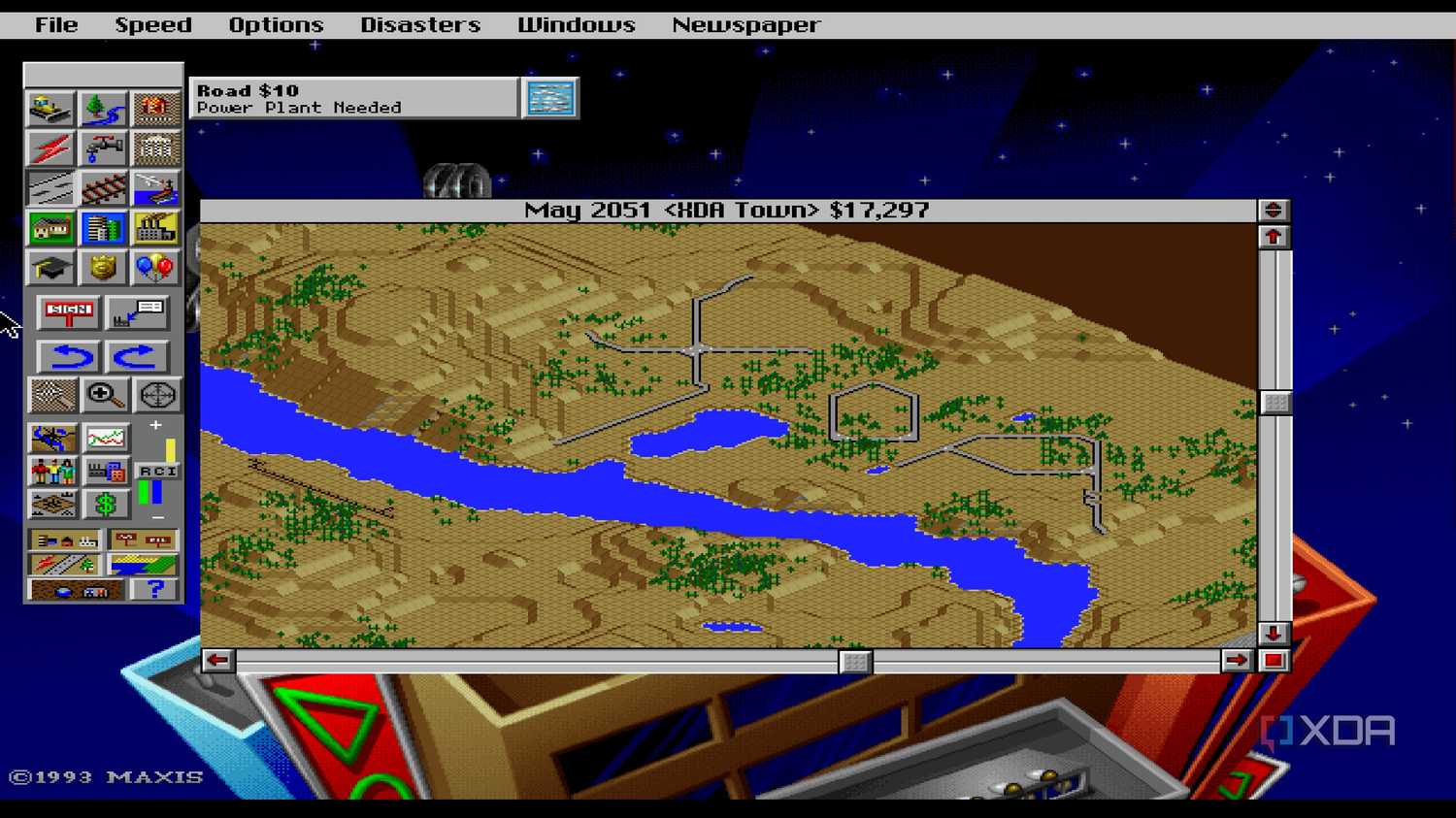 A screenshot from the 1993 DOS game, SimCity 2000.