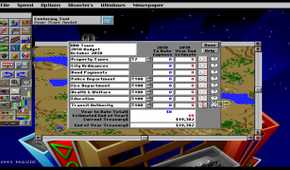 A screenshot from the 1993 DOS game, SimCity 2000.
