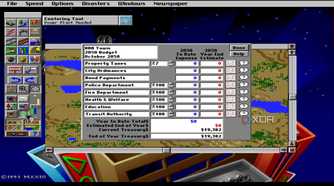 A screenshot from the 1993 DOS game, SimCity 2000.