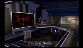 A screenshot from the 1994 DOS game, Star Wars: Tie Fighter.