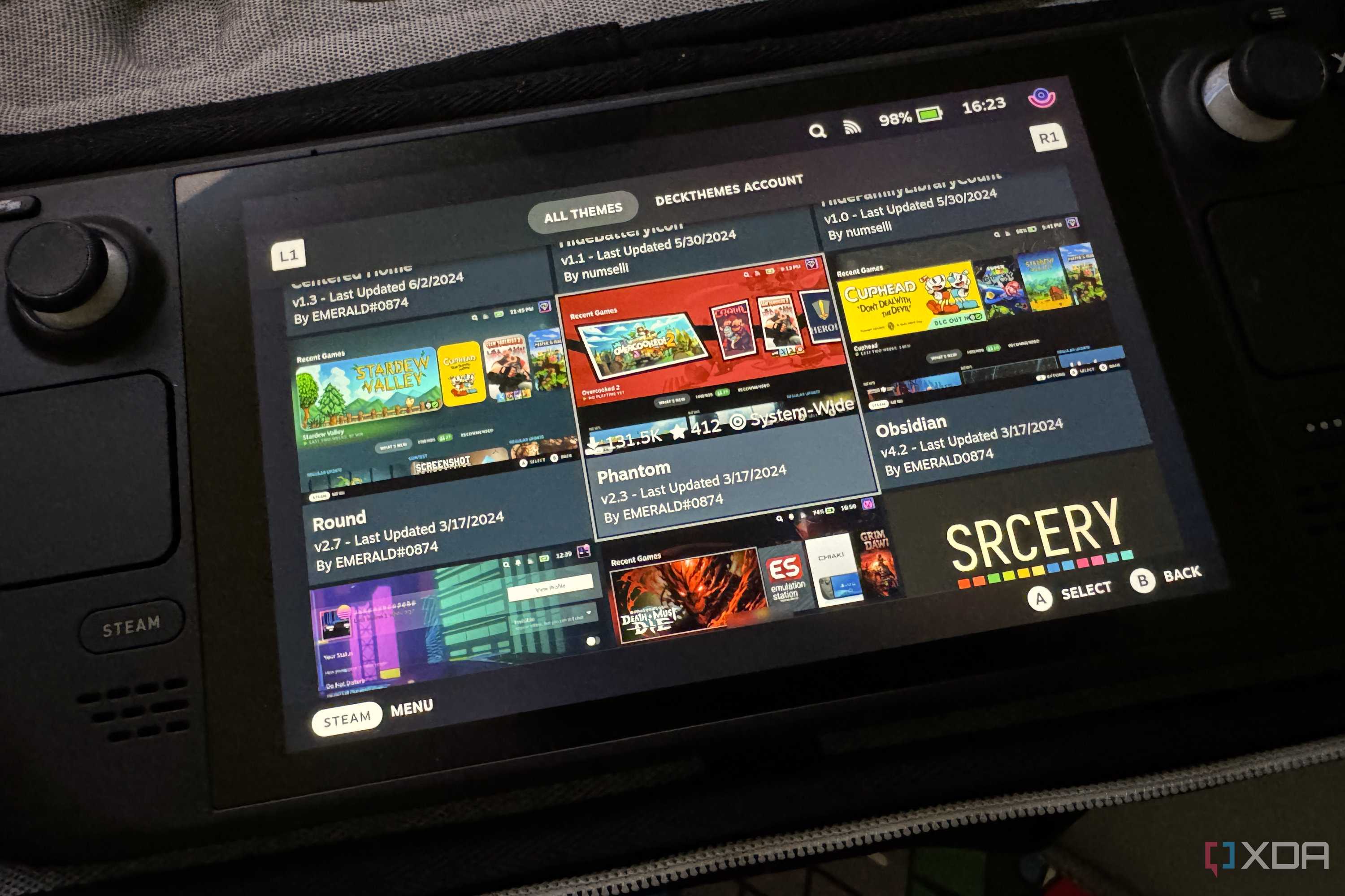 steam deck showing deckthemes css loader theme store