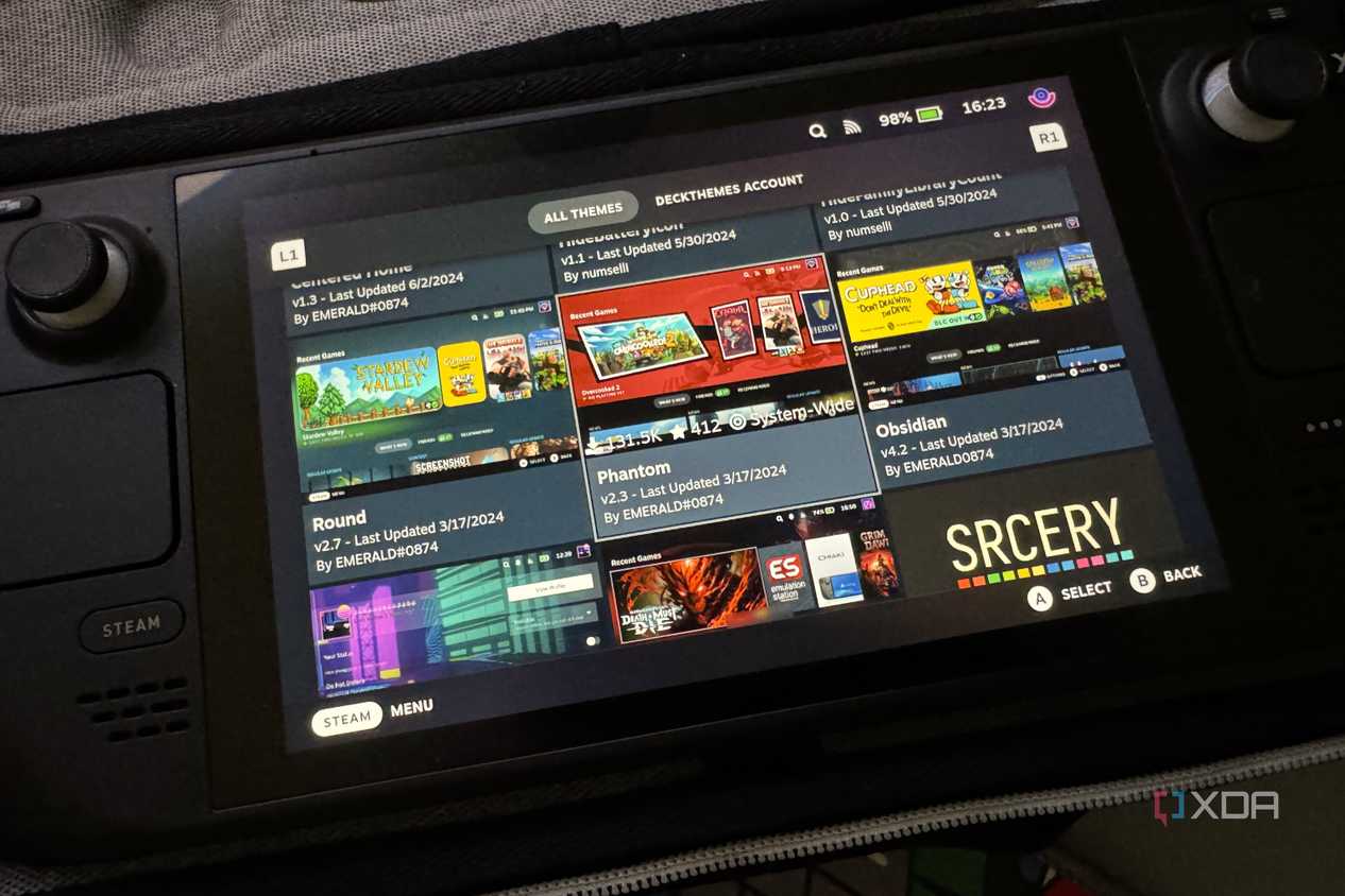 steam deck showing deckthemes css loader theme store