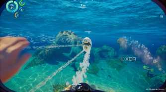Subnautica 2 small submarine passing by.
