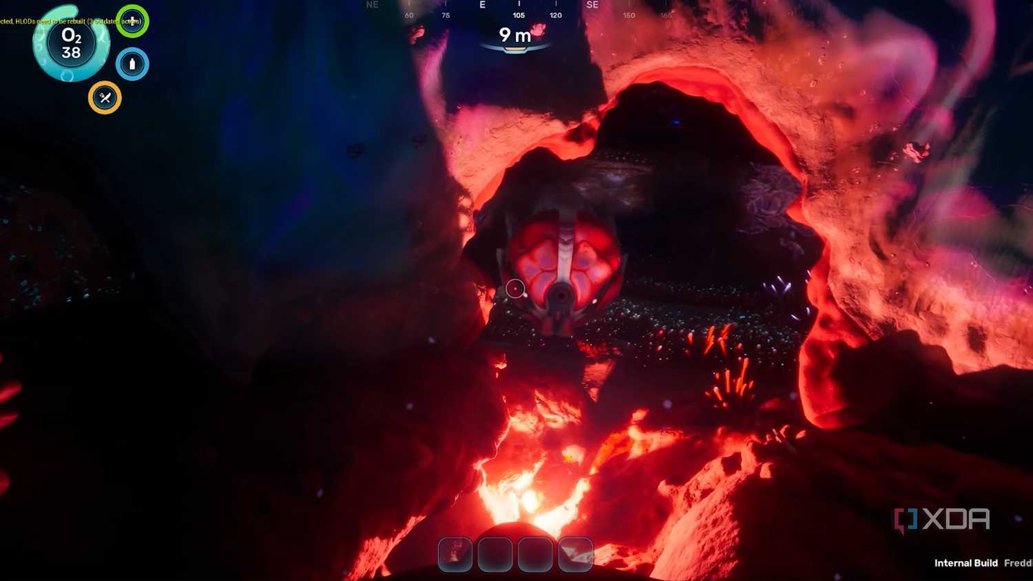 Subnautica 2 red biome exploration.