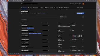Screenshot of a Tailscale home page showing a TrueNAS Scale instance as an exit node