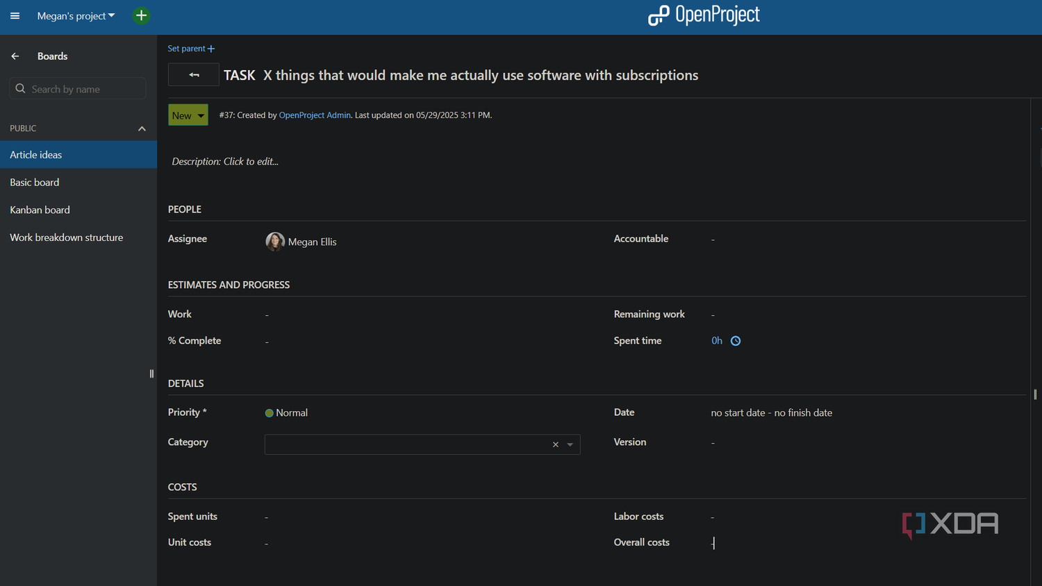 task details in openproject
