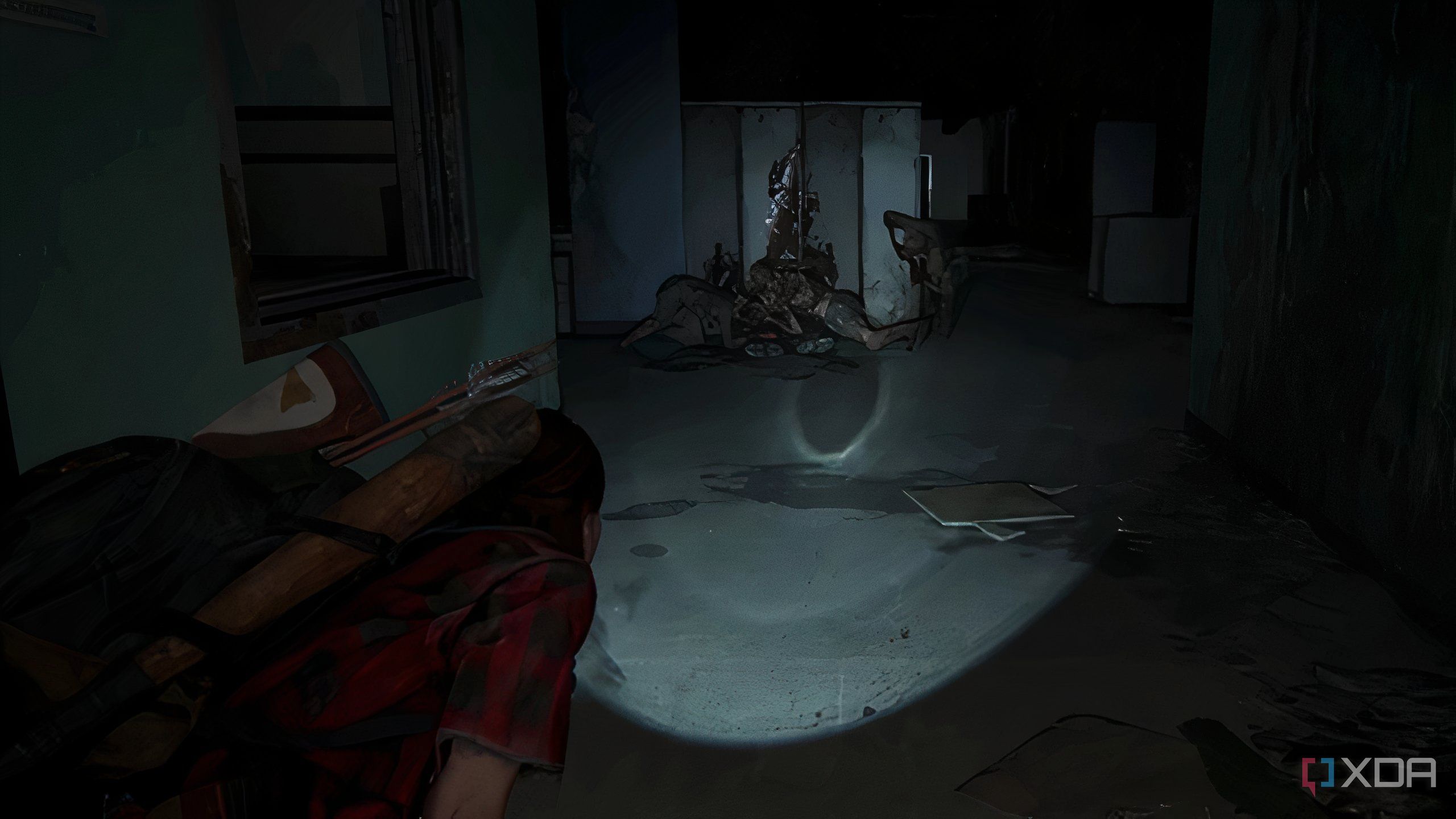 Ellie looking at stalkers in The Last of Us Part II remastered.