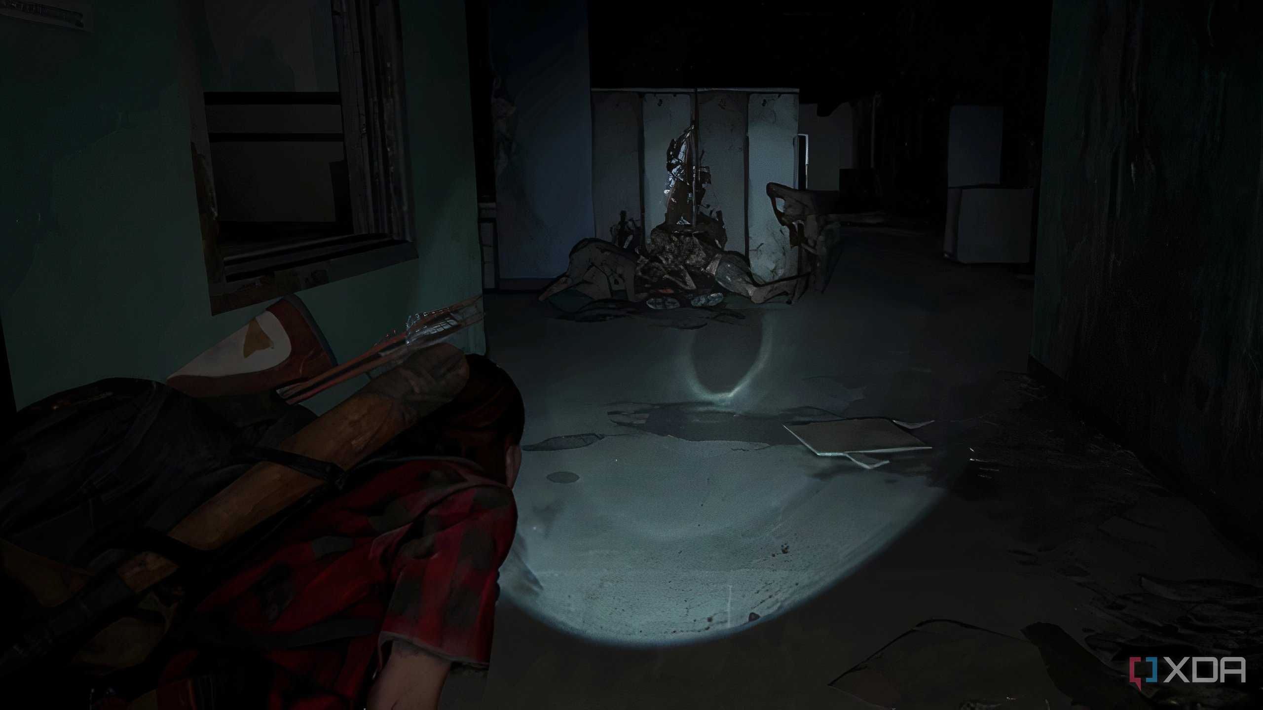 Ellie looking at stalkers in The Last of Us Part II remastered.