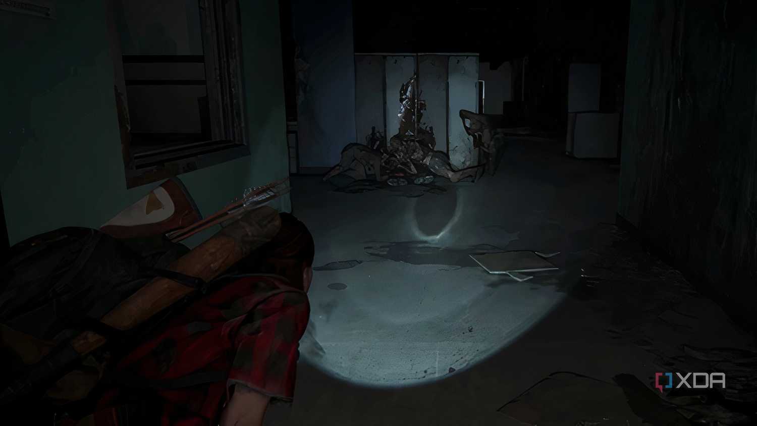 Ellie looking at stalkers in The Last of Us Part II remastered.