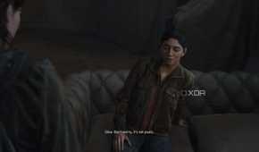 An image from the game The Last of Us Part II Remastered on PC, showing Dina crying and making a joke.