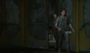 Ellie leaving the hideout while Dina closes the door behind her.