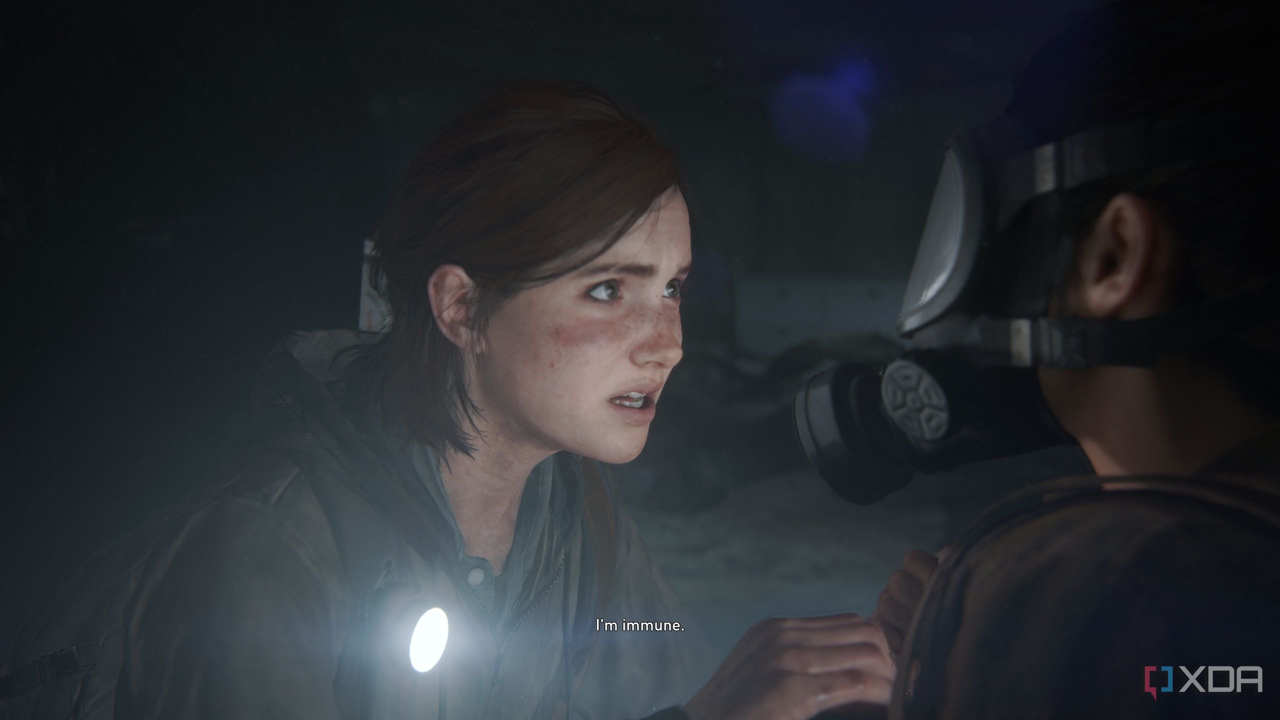 Ellie staring at Dina and revealing that she's immune.