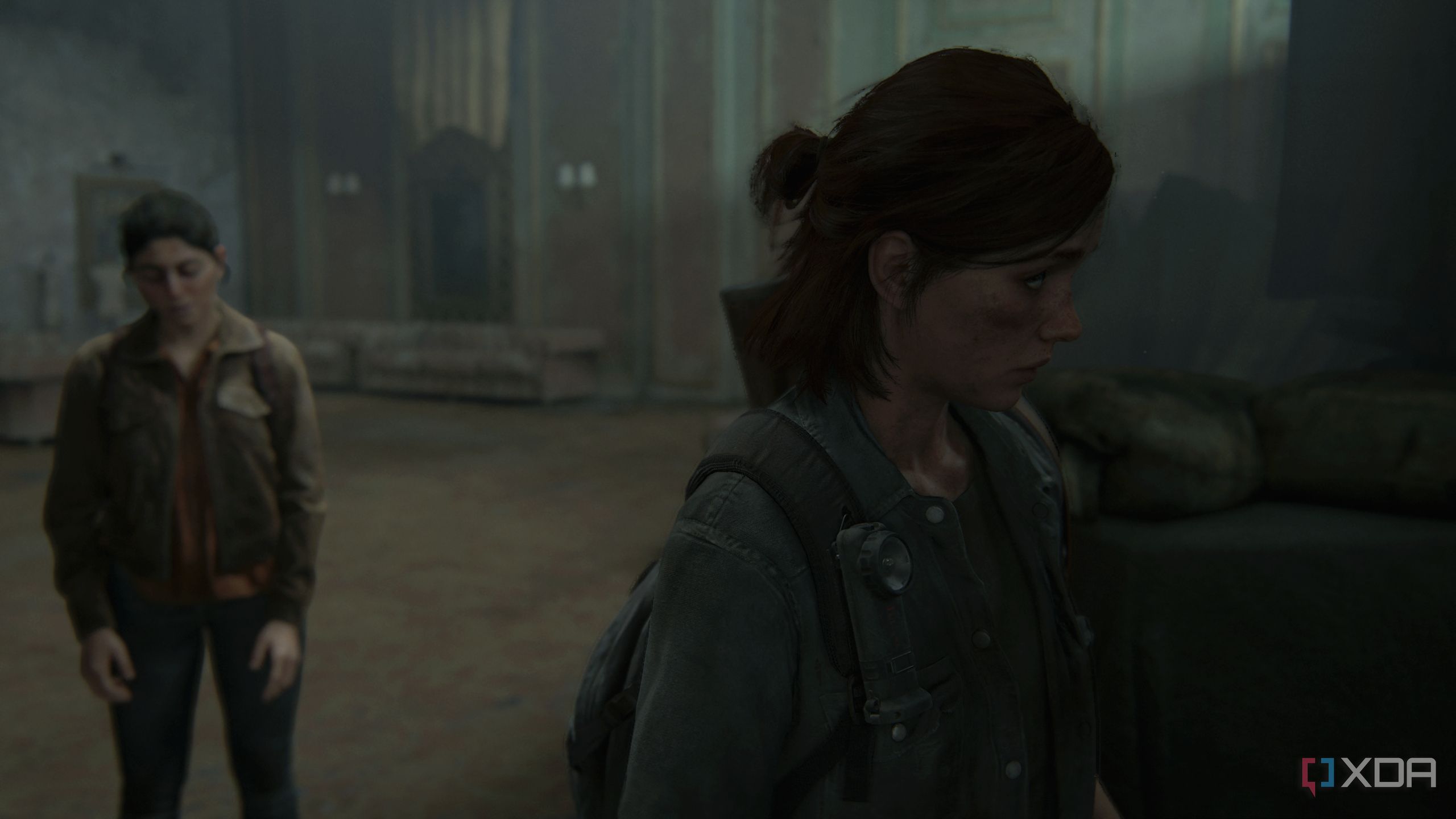 Dina staying back while Ellie leaves their hideout.
