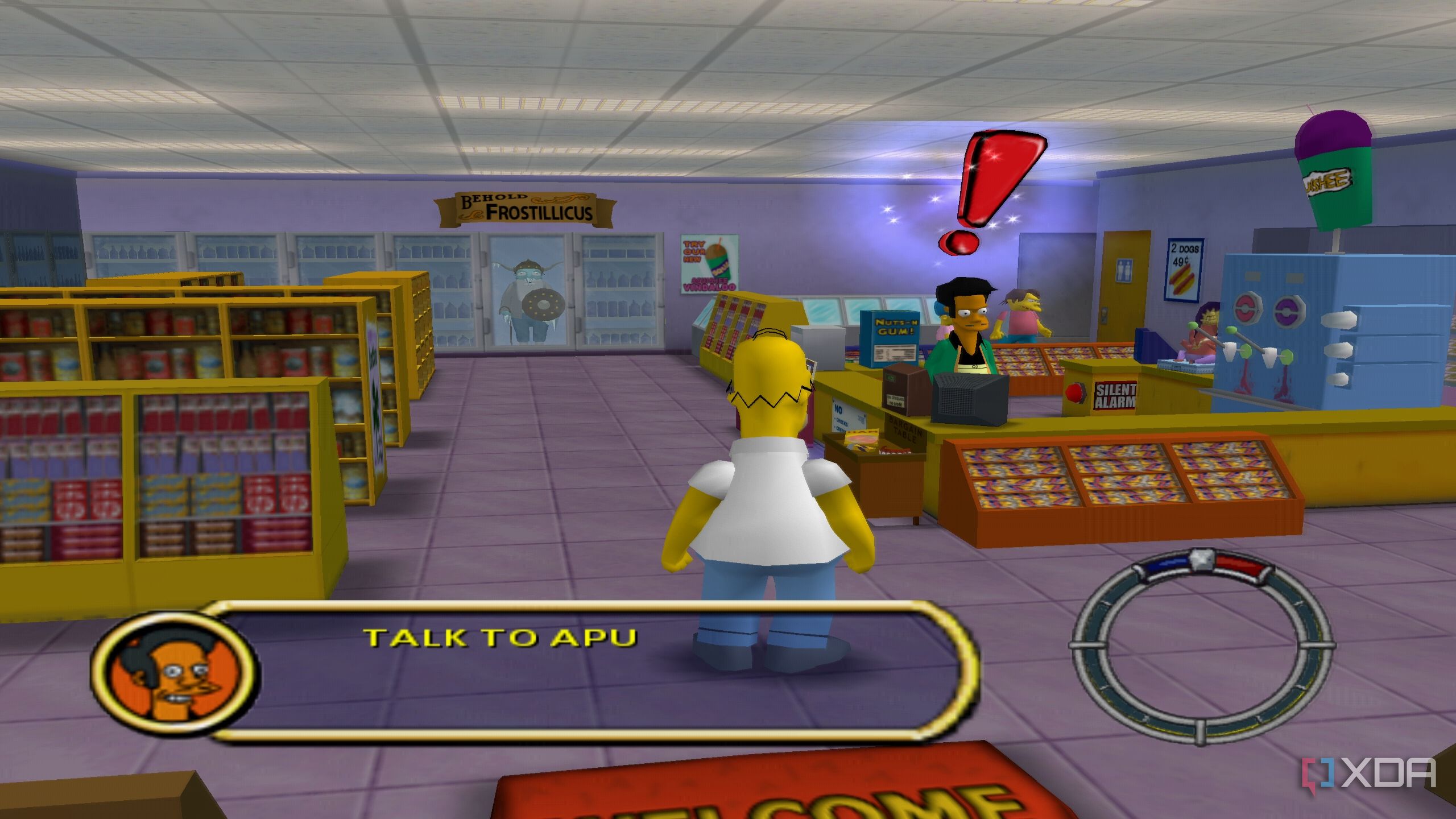 Homer entering the Kwik-E Mart in The Simpsons: Hit & Run.