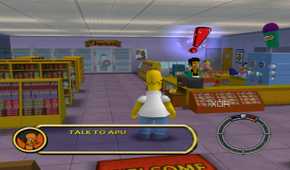 Homer entering the Kwik-E Mart in The Simpsons: Hit & Run.