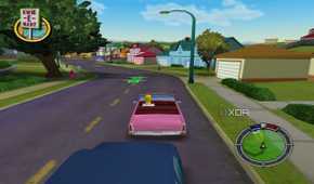 Homer driving his car in The Simpsons: Hit & Run.