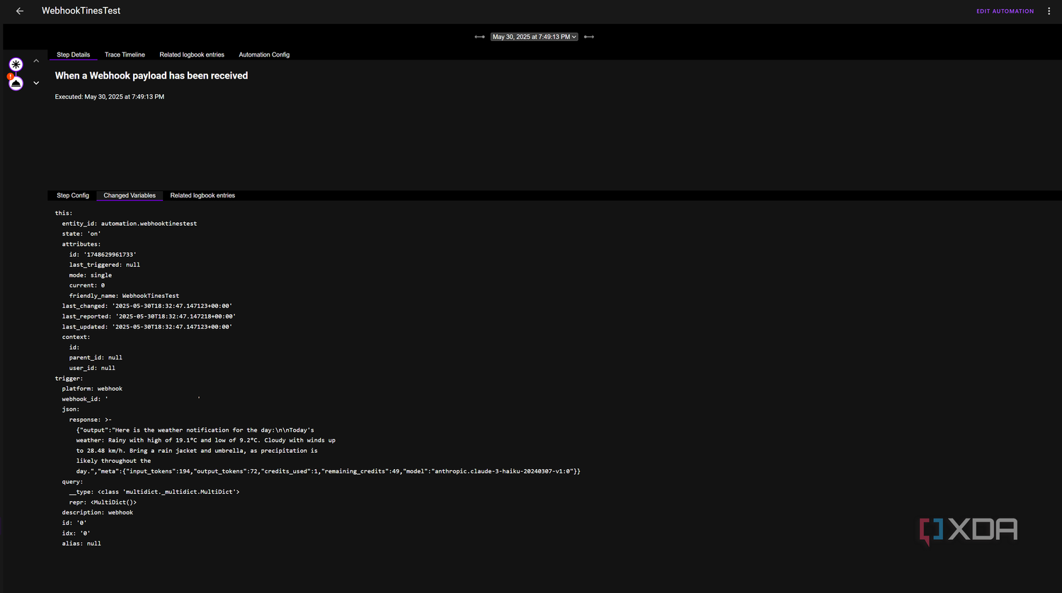 Receiving a HTTP request from Tines to my Home Assistant webhook