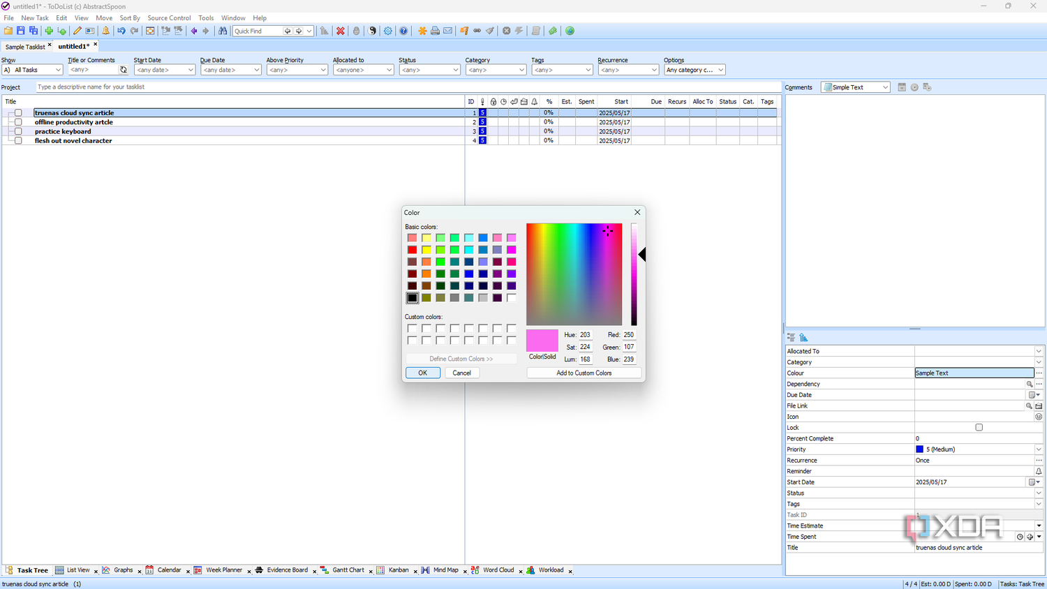 ToDoList set task color
