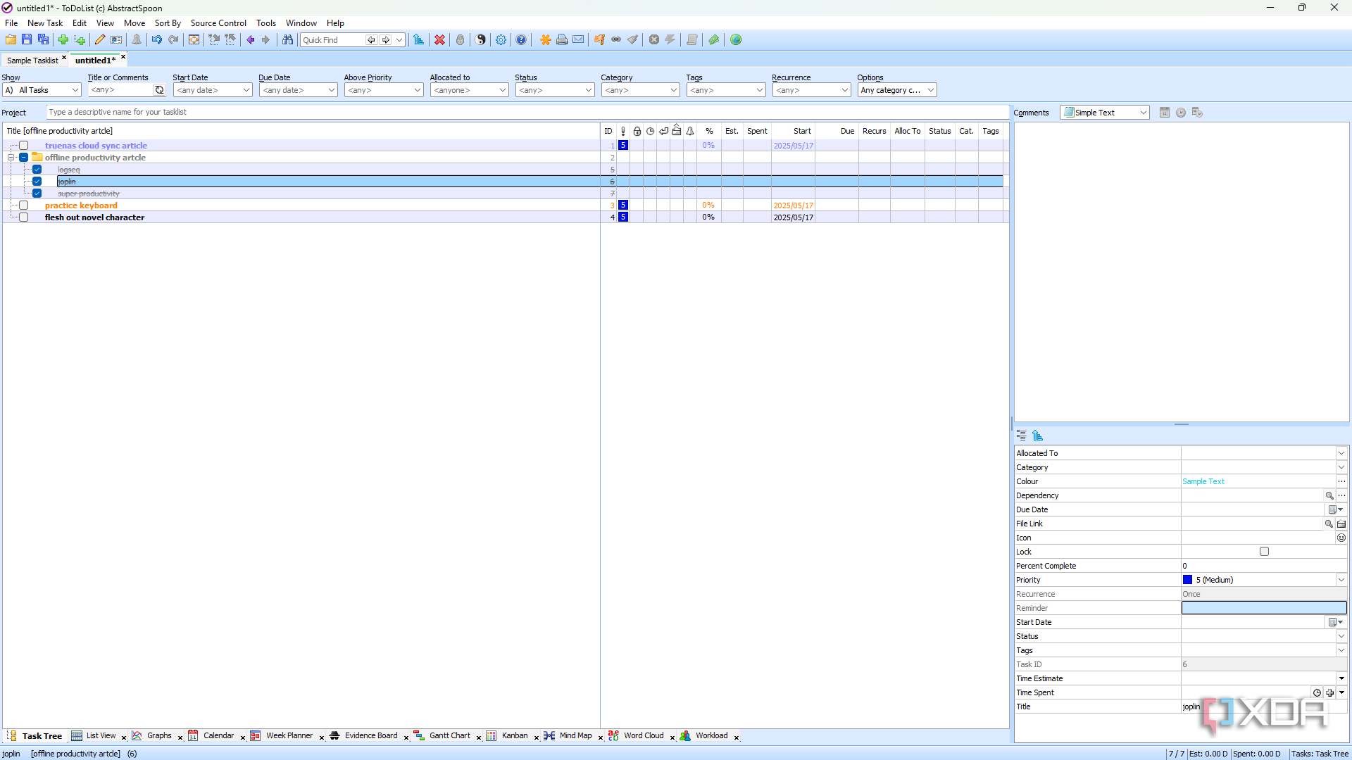 ToDoList task layout