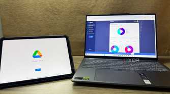Laptop and iPad showing Google Drive and a tool that keeps drive organized
