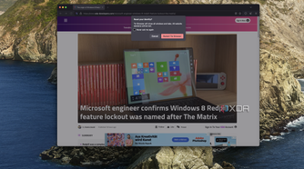 Screenshot of Tor browser on macOS showing an XDA article and a pop-up menu asking for confirmation to reset the user's identity