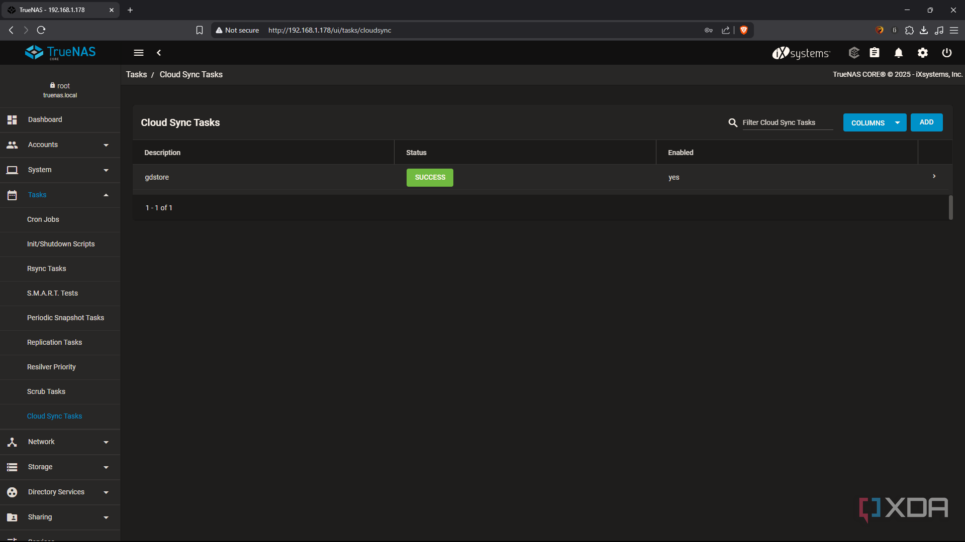 TrueNAS add cloud sync task