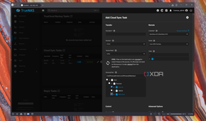 Screenshot of TrueNAS showing the creation process of a Cloud Sync task