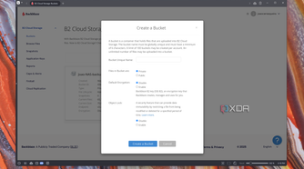Screenshot of Backblaze when creating a new B2 bucket