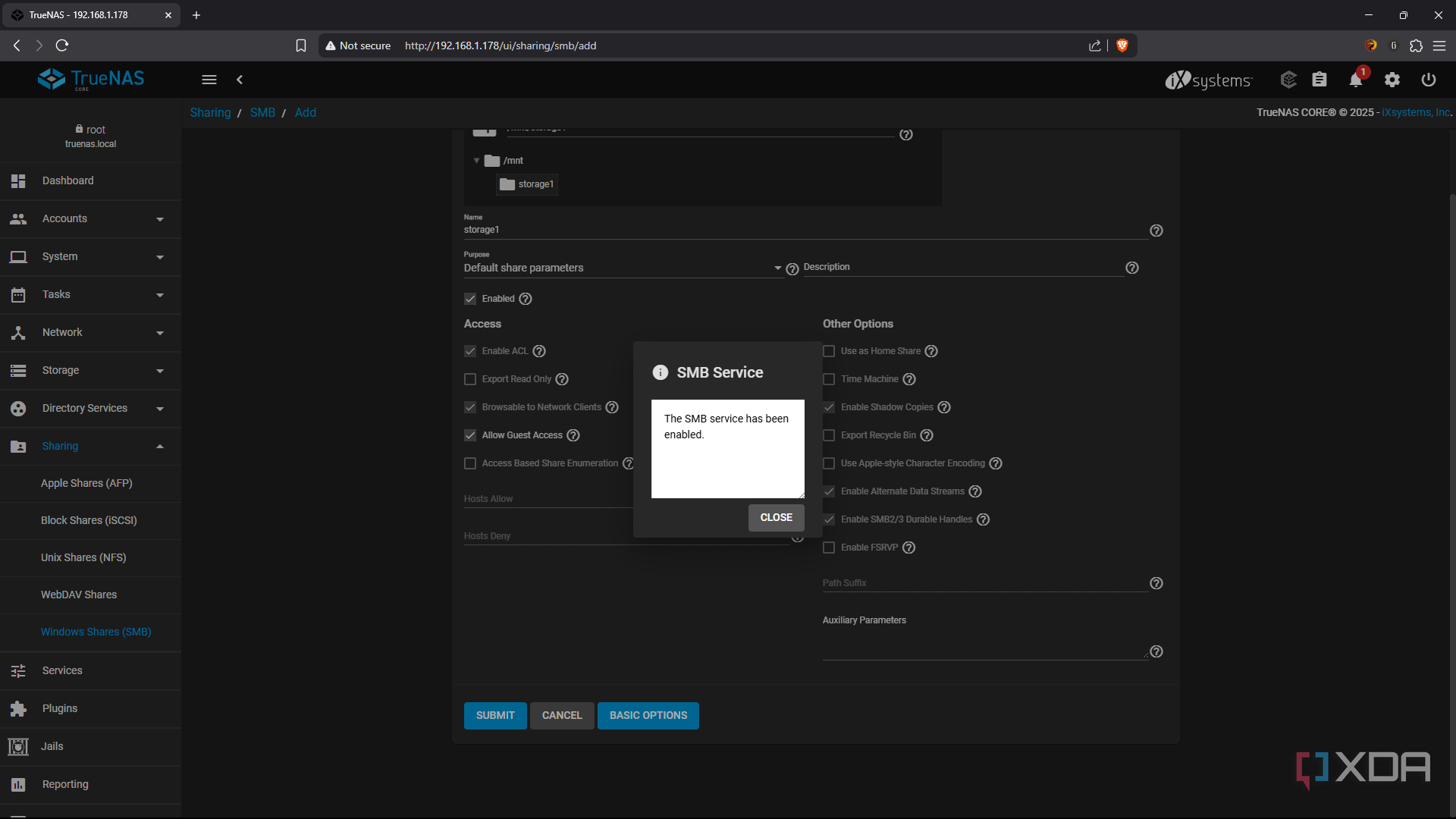 TrueNAS create SMB