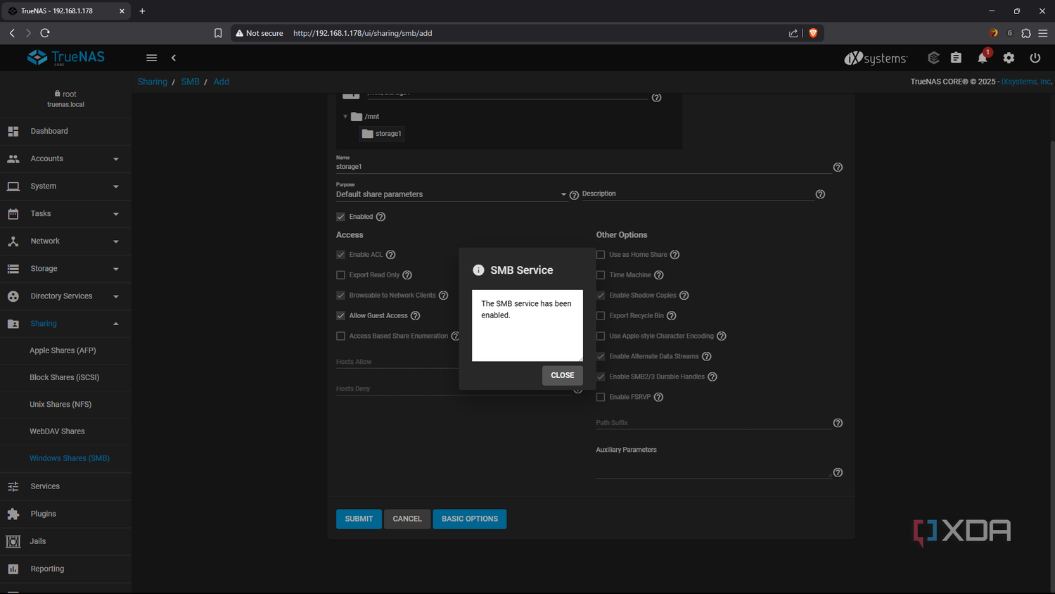 TrueNAS create SMB