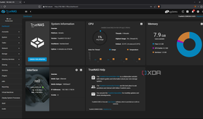 TrueNAS dashboard